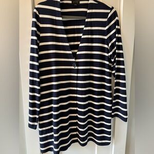 J. Jill Weaver Single Button Cardigan M Navy Striped Long Sleeve Stretch